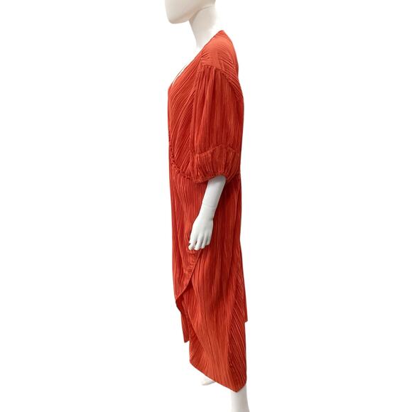 NWT Anthropologie Dress Women’s SZ 1X Deep V-Neck Lightweight Ribbed Long Orange - Picture 3 of 5
